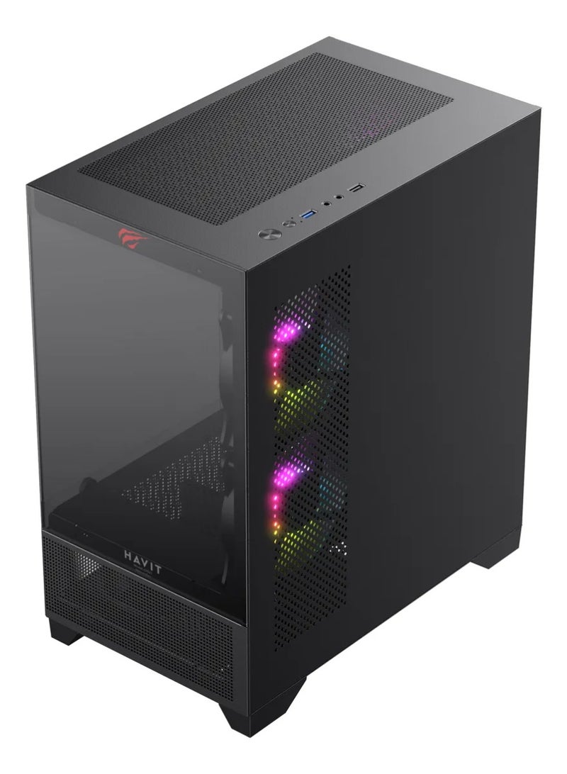 هافيت “هيكل الألعاب HAVIT CF923 – هيكل أنيق للكمبيوتر الشخصي للألعاب مع لوحة جانبية من الزجاج المقسى للتبريد الفعال - Image 2